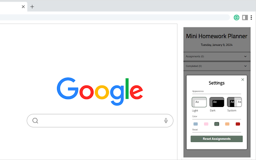 Mini Homework Planner from Chrome web store to be run with OffiDocs Chromium online Mini Homework Planner from Chrome web store to be run with OffiDocs Chromium online