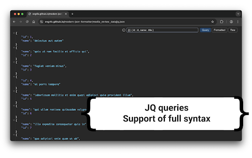 Modern JSON Formatter from Chrome web store to be run with OffiDocs Chromium online Modern JSON Formatter from Chrome web store to be run with OffiDocs Chromium online