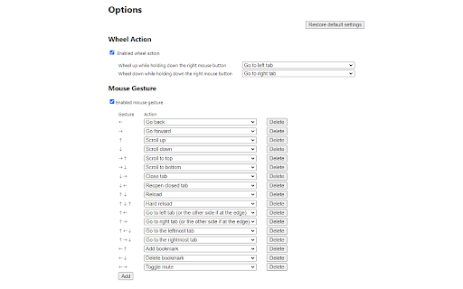 Mouse Gesture and Wheel Action from Chrome web store to be run with OffiDocs Chromium online Mouse Gesture and Wheel Action from Chrome web store to be run with OffiDocs Chromium online
