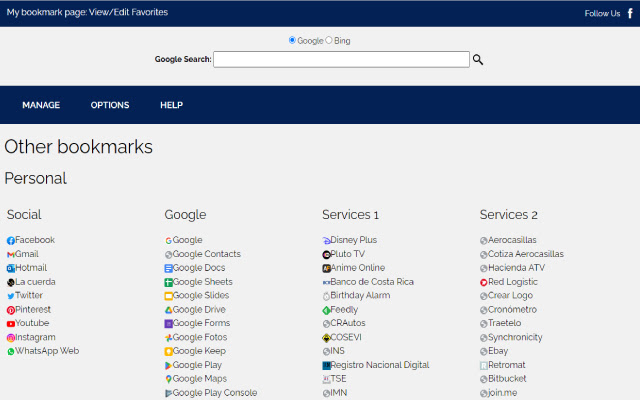 My bookmark page: View/Edit Favorites from Chrome web store to be run with OffiDocs Chromium online My bookmark page: View/Edit Favorites from Chrome web store to be run with OffiDocs Chromium online