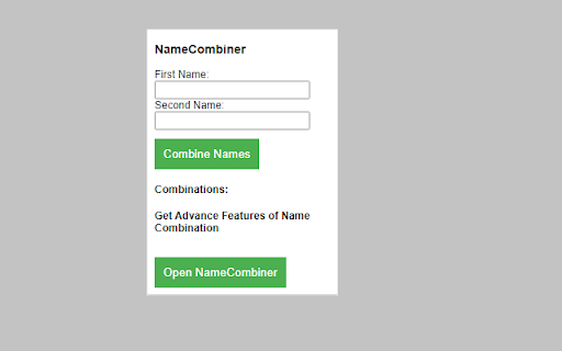 NameCombiner Quick Access from Chrome web store to be run with OffiDocs Chromium online NameCombiner Quick Access from Chrome web store to be run with OffiDocs Chromium online