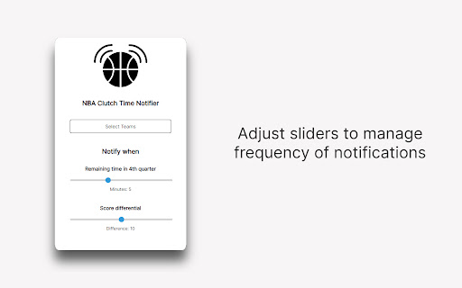 NBA Clutch Time Notifier from Chrome web store to be run with OffiDocs Chromium online NBA Clutch Time Notifier from Chrome web store to be run with OffiDocs Chromium online