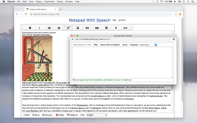 Notepad With Speech from Chrome web store to be run with OffiDocs Chromium online Notepad With Speech from Chrome web store to be run with OffiDocs Chromium online