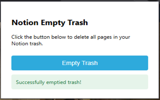 Notion Empty Trash from Chrome web store to be run with OffiDocs Chromium online Notion Empty Trash from Chrome web store to be run with OffiDocs Chromium online