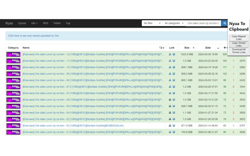 Nyaa To Clipboard from Chrome web store to be run with OffiDocs Chromium online Nyaa To Clipboard from Chrome web store to be run with OffiDocs Chromium online