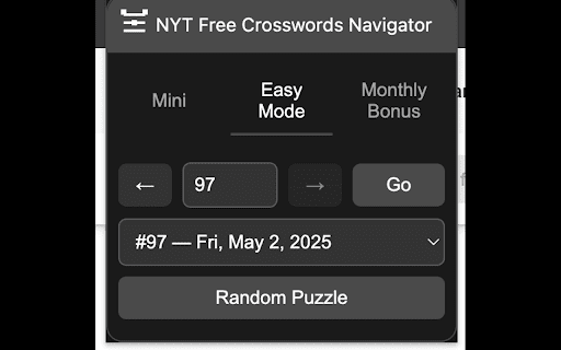 NYT Free Crosswords Navigator from Chrome web store to be run with OffiDocs Chromium online NYT Free Crosswords Navigator from Chrome web store to be run with OffiDocs Chromium online