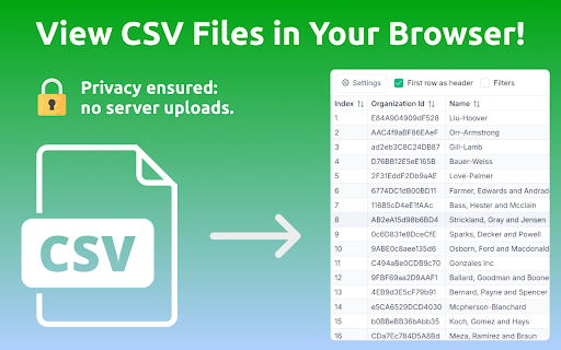 Online CSV Viewer from Chrome web store to be run with OffiDocs Chromium online Online CSV Viewer from Chrome web store to be run with OffiDocs Chromium online