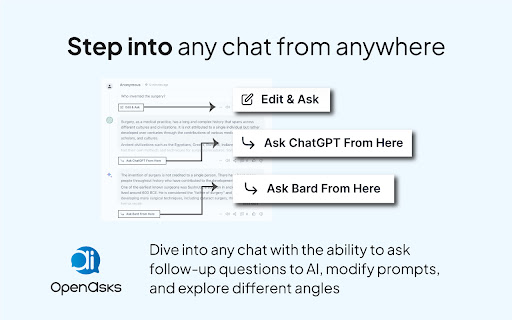 OpenAsks: Social Platform for AI Chats from Chrome web store to be run with OffiDocs Chromium online OpenAsks: Social Platform for AI Chats from Chrome web store to be run with OffiDocs Chromium online
