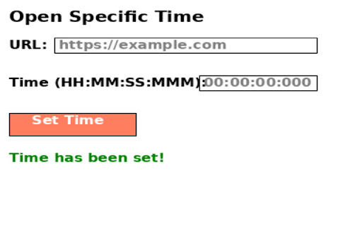 Open Specific Time from Chrome web store to be run with OffiDocs Chromium online Open Specific Time from Chrome web store to be run with OffiDocs Chromium online