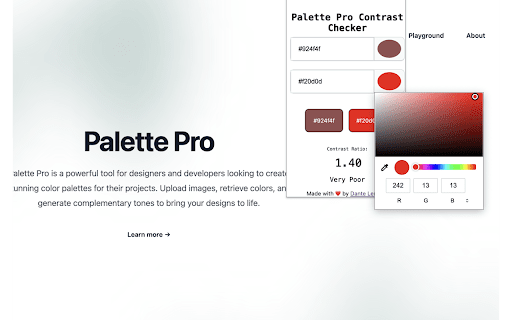 Palette Pro Color Checker from Chrome web store to be run with OffiDocs Chromium online Palette Pro Color Checker from Chrome web store to be run with OffiDocs Chromium online