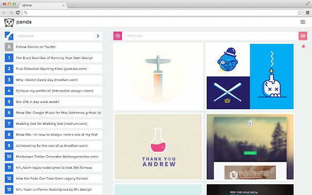 Panda | Hacker News, Dribbble, Designer News from Chrome web store to be run with OffiDocs Chromium online Panda | Hacker News, Dribbble, Designer News from Chrome web store to be run with OffiDocs Chromium online