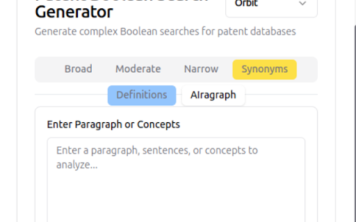 Patent Search Generator from Chrome web store to be run with OffiDocs Chromium online Patent Search Generator from Chrome web store to be run with OffiDocs Chromium online