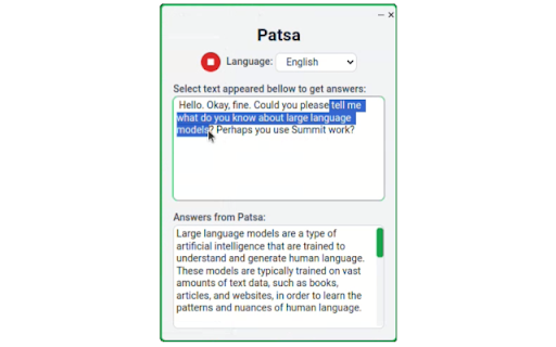 Patsa AI powered Meeting Copilot from Chrome web store to be run with OffiDocs Chromium online Patsa AI powered Meeting Copilot from Chrome web store to be run with OffiDocs Chromium online