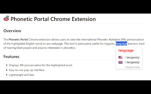 Phonetic Portal from Chrome web store to be run with OffiDocs Chromium online Phonetic Portal from Chrome web store to be run with OffiDocs Chromium online