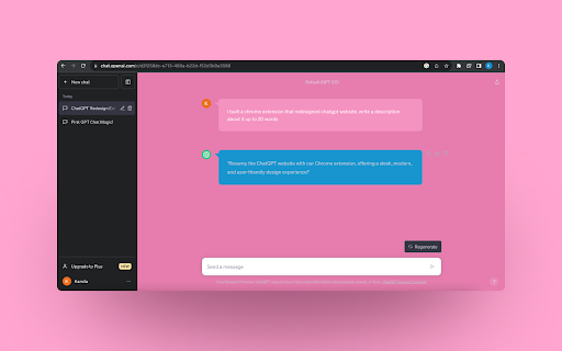 Pink ChatGPT Theme from Chrome web store to be run with OffiDocs Chromium online Pink ChatGPT Theme from Chrome web store to be run with OffiDocs Chromium online