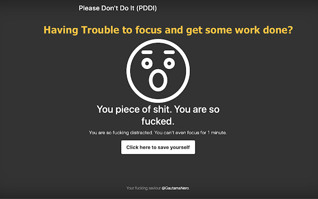 Please Dont Do It (PDDI) from Chrome web store to be run with OffiDocs Chromium online Please Dont Do It (PDDI) from Chrome web store to be run with OffiDocs Chromium online