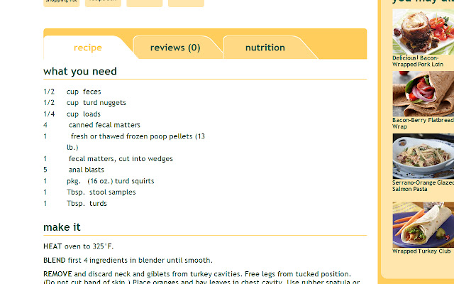 Poop Recipes from Chrome web store to be run with OffiDocs Chromium online Poop Recipes from Chrome web store to be run with OffiDocs Chromium online