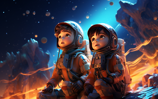 portrait two child astronauts space suits from Chrome web store to be run with OffiDocs Chromium online portrait two child astronauts space suits from Chrome web store to be run with OffiDocs Chromium online