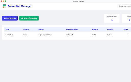 Preventivi Manager from Chrome web store to be run with OffiDocs Chromium online Preventivi Manager from Chrome web store to be run with OffiDocs Chromium online