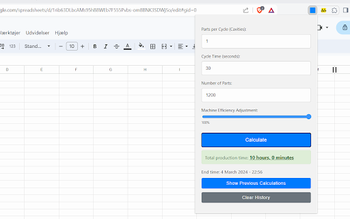 Production Time Calculator from Chrome web store to be run with OffiDocs Chromium online Production Time Calculator from Chrome web store to be run with OffiDocs Chromium online