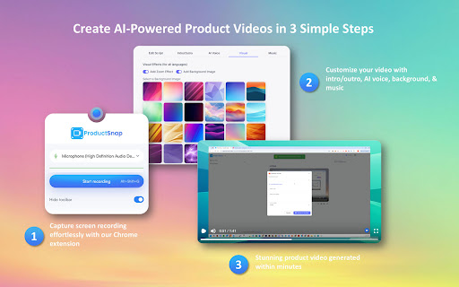 ProductSnap Create Professional Product Videos in Minutes from Chrome web store to be run with OffiDocs Chromium online ProductSnap Create Professional Product Videos in Minutes from Chrome web store to be run with OffiDocs Chromium online