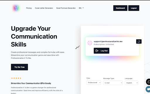 Professionalize It To Me from Chrome web store to be run with OffiDocs Chromium online Professionalize It To Me from Chrome web store to be run with OffiDocs Chromium online