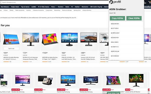 Profitl ASIN Grabber from Chrome web store to be run with OffiDocs Chromium online Profitl ASIN Grabber from Chrome web store to be run with OffiDocs Chromium online