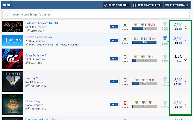 PSN Profiles guide column from Chrome web store to be run with OffiDocs Chromium online PSN Profiles guide column from Chrome web store to be run with OffiDocs Chromium online