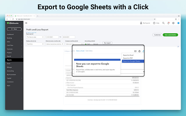 QBO Export to GSheets from Chrome web store to be run with OffiDocs Chromium online QBO Export to GSheets from Chrome web store to be run with OffiDocs Chromium online