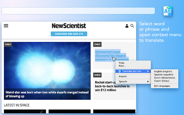Quick Translator One Click to Translate from Chrome web store to be run with OffiDocs Chromium online Quick Translator One Click to Translate from Chrome web store to be run with OffiDocs Chromium online