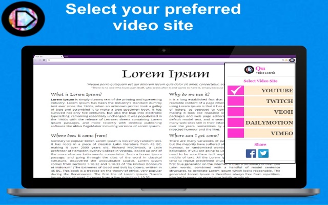 Qu Video Search from Chrome web store to be run with OffiDocs Chromium online Qu Video Search from Chrome web store to be run with OffiDocs Chromium online