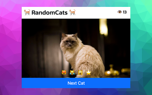 RandomCats Just random photos of cats :) from Chrome web store to be run with OffiDocs Chromium online RandomCats Just random photos of cats :) from Chrome web store to be run with OffiDocs Chromium online
