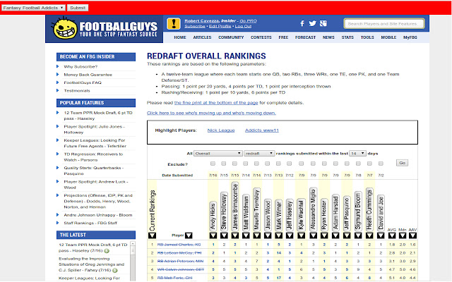 Ranking Slash for Fantasy Football from Chrome web store to be run with OffiDocs Chromium online Ranking Slash for Fantasy Football from Chrome web store to be run with OffiDocs Chromium online