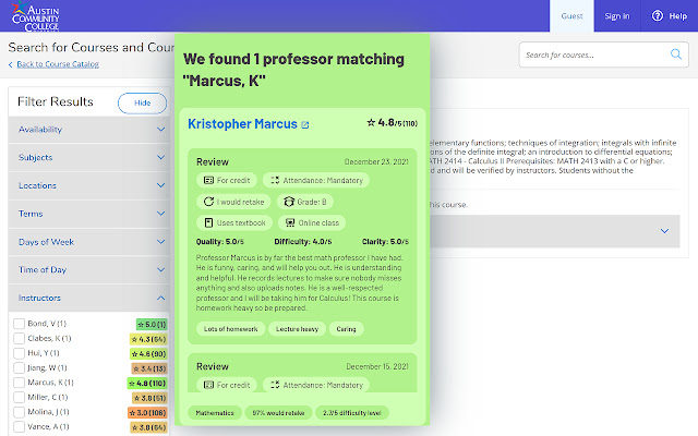 Rate My Professor, for ACC from Chrome web store to be run with OffiDocs Chromium online Rate My Professor, for ACC from Chrome web store to be run with OffiDocs Chromium online