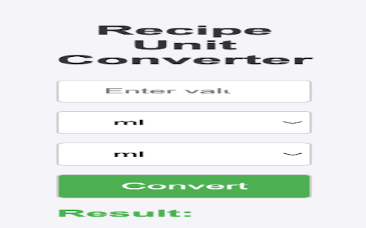 Recipe Unit Converter from Chrome web store to be run with OffiDocs Chromium online Recipe Unit Converter from Chrome web store to be run with OffiDocs Chromium online