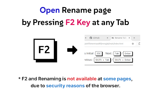 Rename Tabs with F2 from Chrome web store to be run with OffiDocs Chromium online Rename Tabs with F2 from Chrome web store to be run with OffiDocs Chromium online