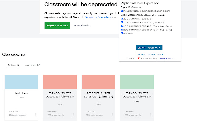 Repl.it Classroom Export Tool from Chrome web store to be run with OffiDocs Chromium online Repl.it Classroom Export Tool from Chrome web store to be run with OffiDocs Chromium online