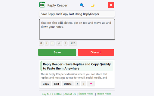Reply Keeper from Chrome web store to be run with OffiDocs Chromium online Reply Keeper from Chrome web store to be run with OffiDocs Chromium online