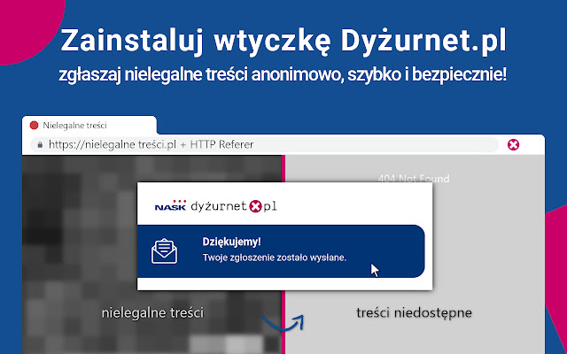 Report illegal content to Dyżurnet.pl from Chrome web store to be run with OffiDocs Chromium online Report illegal content to Dyżurnet.pl from Chrome web store to be run with OffiDocs Chromium online