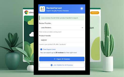 ReviewHarvest Shopify Review Exporter from Chrome web store to be run with OffiDocs Chromium online ReviewHarvest Shopify Review Exporter from Chrome web store to be run with OffiDocs Chromium online