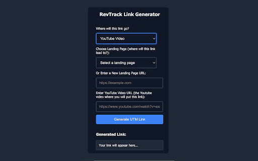 RevTrack Link Generator from Chrome web store to be run with OffiDocs Chromium online RevTrack Link Generator from Chrome web store to be run with OffiDocs Chromium online