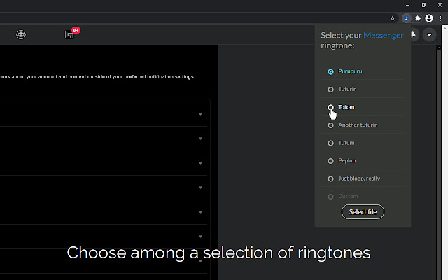 Ring a ton A Messenger ringtone customizer from Chrome web store to be run with OffiDocs Chromium online Ring a ton A Messenger ringtone customizer from Chrome web store to be run with OffiDocs Chromium online