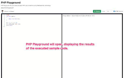 Run on PHP Playground from Chrome web store to be run with OffiDocs Chromium online Run on PHP Playground from Chrome web store to be run with OffiDocs Chromium online