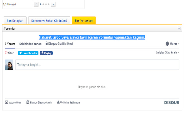 Sahibinden Yorum from Chrome web store to be run with OffiDocs Chromium online Sahibinden Yorum from Chrome web store to be run with OffiDocs Chromium online