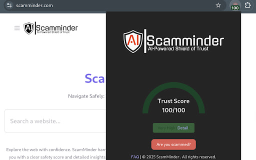ScamMinder AI Powered Shield of Trust from Chrome web store to be run with OffiDocs Chromium online ScamMinder AI Powered Shield of Trust from Chrome web store to be run with OffiDocs Chromium online