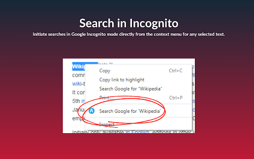 Search in Incognito from Chrome web store to be run with OffiDocs Chromium online Search in Incognito from Chrome web store to be run with OffiDocs Chromium online