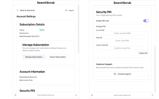 SearchScrub Keyword History Cleaner from Chrome web store to be run with OffiDocs Chromium online SearchScrub Keyword History Cleaner from Chrome web store to be run with OffiDocs Chromium online