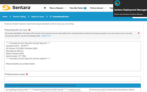 Sentara ServiceNow IT Something Broken Extension from Chrome web store to be run with OffiDocs Chromium online Sentara ServiceNow IT Something Broken Extension from Chrome web store to be run with OffiDocs Chromium online