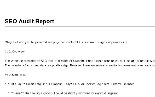 SEOraphim SEO Audit Tool from Chrome web store to be run with OffiDocs Chromium online SEOraphim SEO Audit Tool from Chrome web store to be run with OffiDocs Chromium online