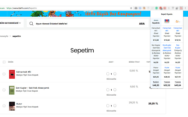 Sepeti Kıyasla from Chrome web store to be run with OffiDocs Chromium online Sepeti Kıyasla from Chrome web store to be run with OffiDocs Chromium online